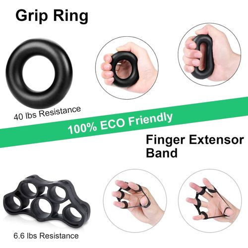 5 IN 1 PCS Hand Grip Strengthener Set Strength Training Equipment Forearm Finger Exerciser, Finger Stretcher, Adjustable Hand Gripper, Exercise Ring & Grip Ball for Injury Rehabilitation,  Athlete, Musicians