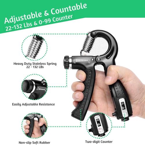 5 IN 1 PCS Hand Grip Strengthener Set Strength Training Equipment Forearm Finger Exerciser, Finger Stretcher, Adjustable Hand Gripper, Exercise Ring & Grip Ball for Injury Rehabilitation,  Athlete, Musicians