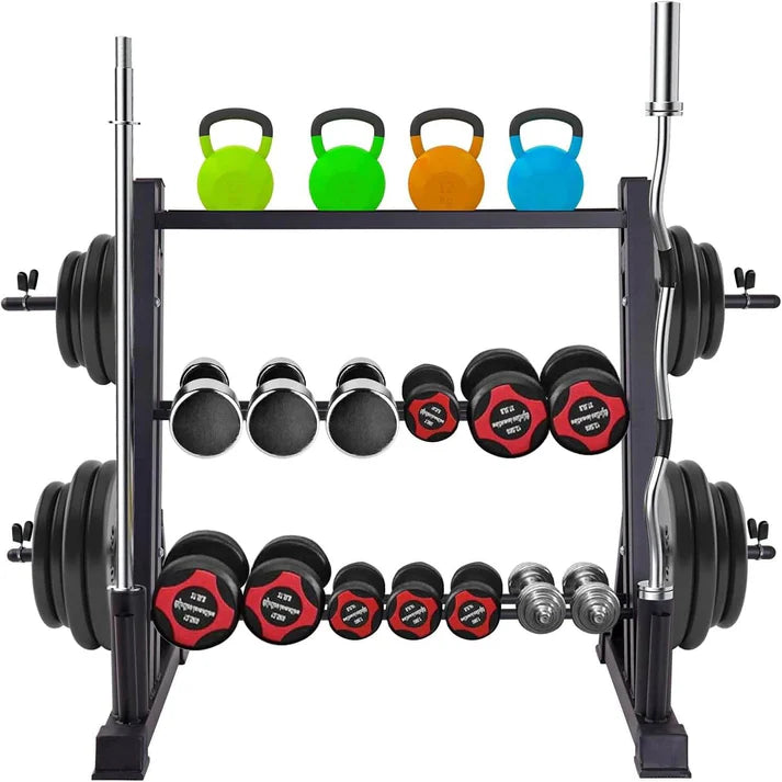 3 Tier Dumbbell Rack Multifunction Barbells Storage Rack