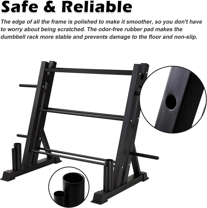 3 Tier Dumbbell Rack Multifunction Barbells Storage Rack